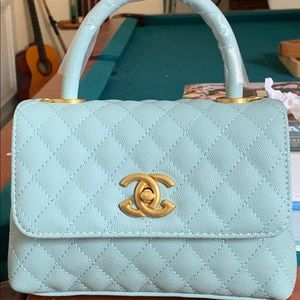 Blue leather women’s handbag
